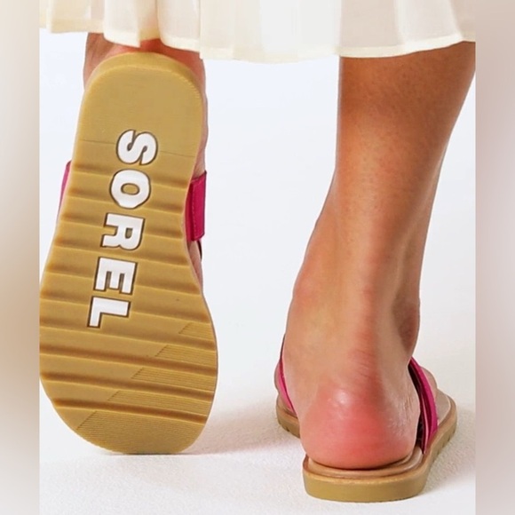 New Sorel Ella II Easy Sandals Flip Flops Size 10.5 Pink Suede Womens - Picture 8 of 9